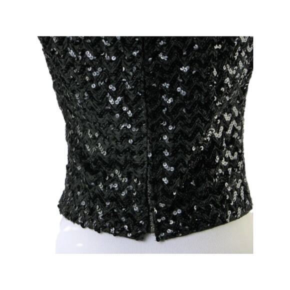 Vintage Black Sequin Top (Shell) with Back Metal Zipper Medium - Picture 4 of 4